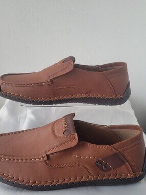 Men's Greks 100% Caoutchouc Casual Brown Driving Shoes: Size: 48 / Equivalent 14